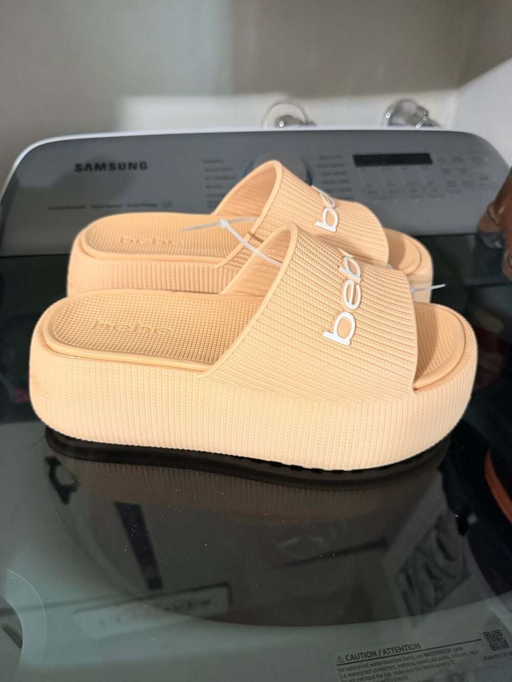 Bebe Monique Women's Peach Platform Slide Sandals Size 9